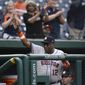 Houston Astros manager Dusty Baker Jr. (12) waves to the crowd as he is recognized before a baseball game against the Washington Nationals, Friday, May 13, 2022, in Washington. (AP Photo/Nick Wass)