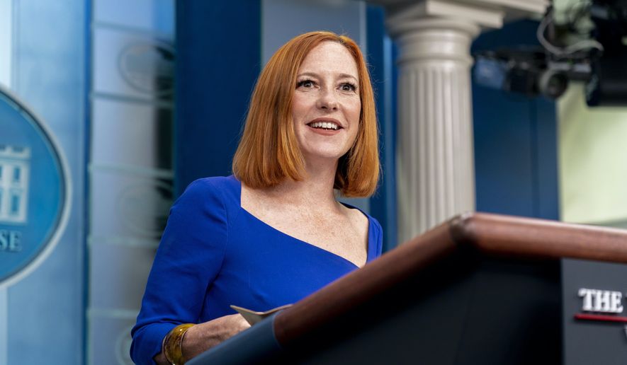 White House press secretary Jen Psaki speaks at her last press briefing at the White House in Washington, Friday, May 13, 2022. (AP Photo/Andrew Harnik)
