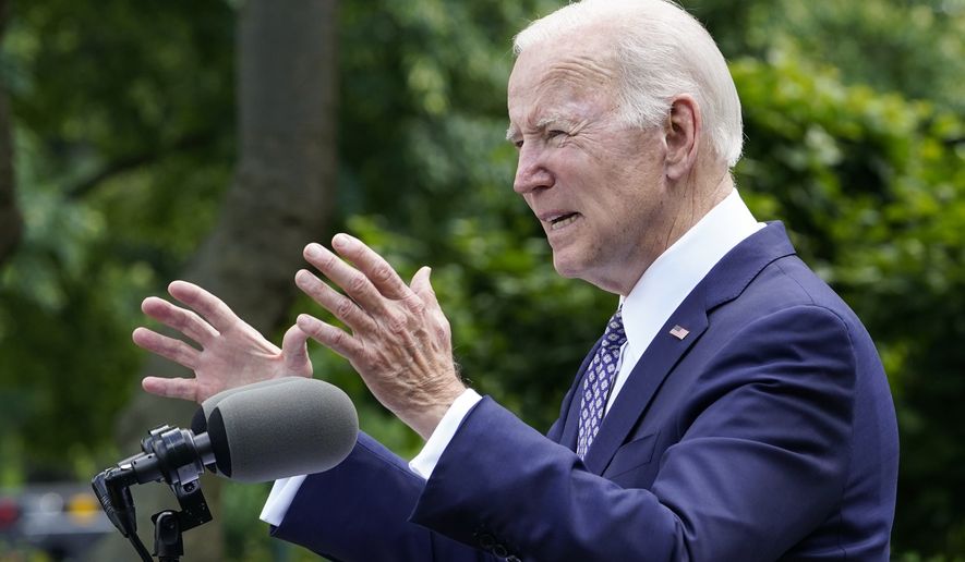 President Joe Biden speaks in the Rose Garden of the White House in Washington, Tuesday, May 17, 2022, during a reception to celebrate Asian American, Native Hawaiian, and Pacific Islander Heritage Month. (AP Photo/Susan Walsh)