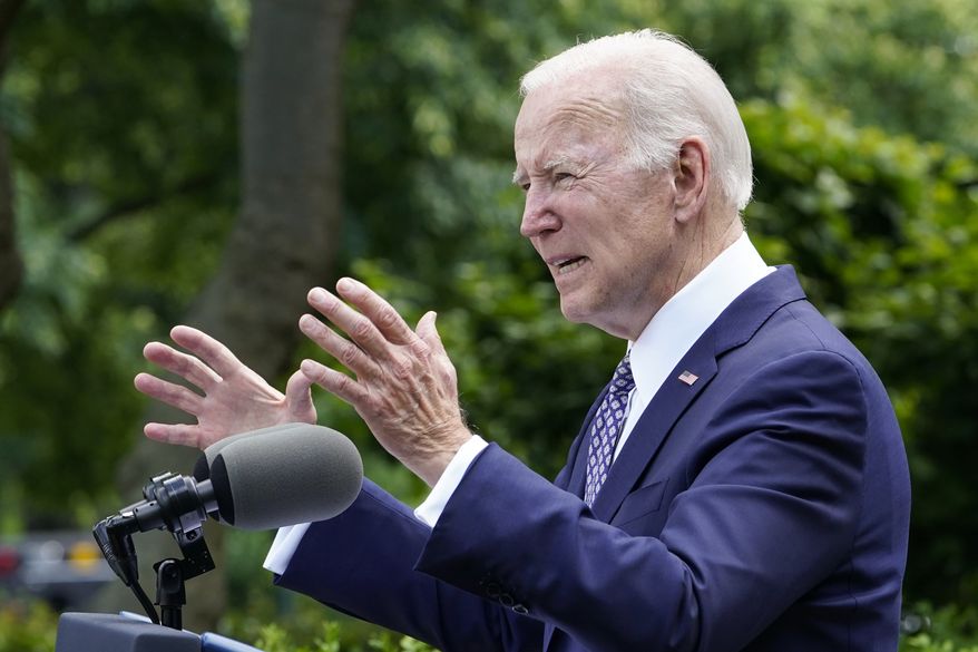President Joe Biden speaks in the Rose Garden of the White House in Washington, Tuesday, May 17, 2022, during a reception to celebrate Asian American, Native Hawaiian, and Pacific Islander Heritage Month. (AP Photo/Susan Walsh)
