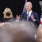 President Joe Biden speaks at the Delavan Grider Community Center in Buffalo, N.Y., Tuesday, May 17, 2022, following Saturday&#39;s shooting at a supermarket. (AP Photo/Andrew Harnik)