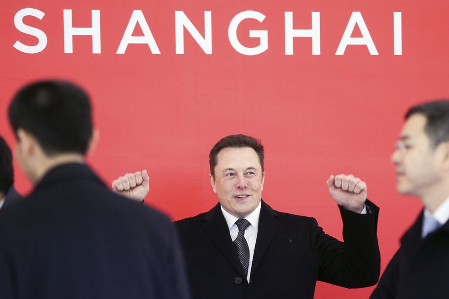 In this photo released by Xinhua News Agency, Tesla CEO Elon Musk attends the groundbreaking ceremony of the Tesla Shanghai factory in Shanghai, China on  Jan. 7, 2019. Musk’s ties to China through his role as electric car brand Tesla’s biggest shareholder could add complexity to his bid to buy Twitter. (Ding Ting/Xinhua via AP, File)