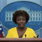 White House press secretary Karine Jean-Pierre speaks during the daily briefing at the White House in Washington, Wednesday, May 18, 2022. (AP Photo/Susan Walsh)