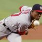 Washington Nationals starting pitcher Josiah Gray throws during the first inning of a baseball game against the Miami Marlins, Wednesday, May 18, 2022, in Miami. (AP Photo/Lynne Sladky)