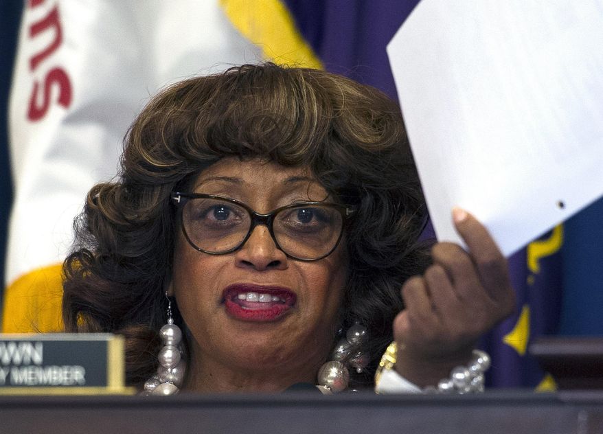 In this July 22, 2015, file photo, Corrine Brown, D-Fla., speaks at a hearing on Capitol Hill in Washington. Court documents show former U.S. Rep. Corrine Brown, whose initial conviction in a charity fraud case was tossed out by an appeals court, will plead guilty before a second trial. U.S. District Judge Timothy Corrigan scheduled a change of plea hearing Wednesday, May 18 2022 for Brown, a once-powerful Florida Democrat who had previously pleaded not guilty to 18 charges including mail and wire fraud. (AP Photo/Cliff Owen, File)