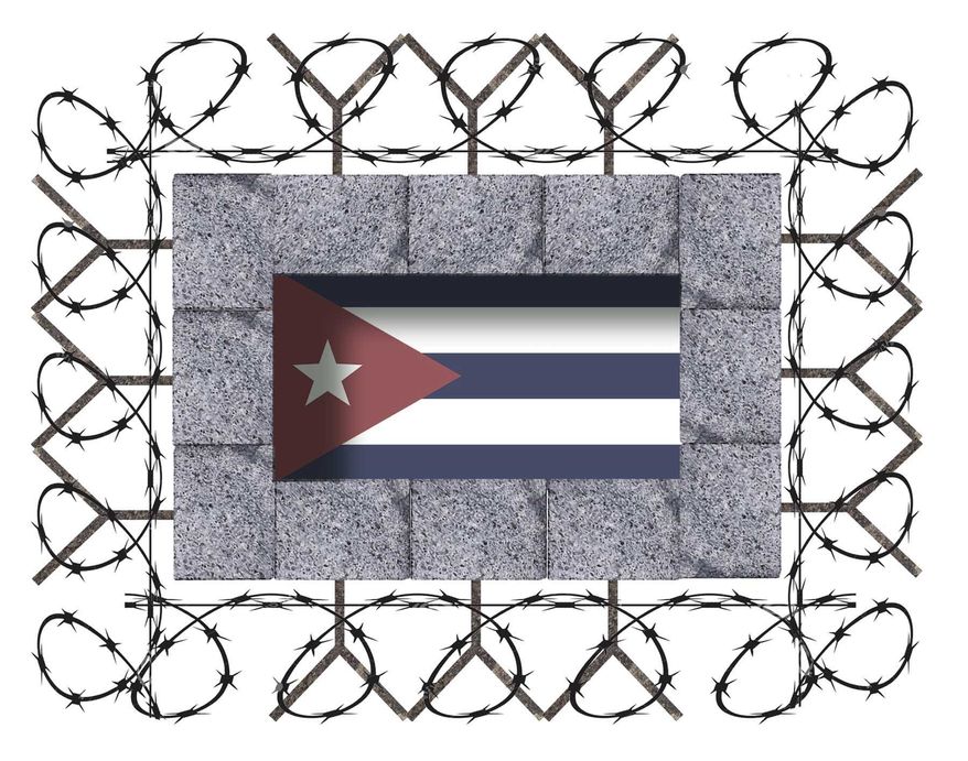 Illustration on repression in Cuba by Alexander Hunter/The Washington Times