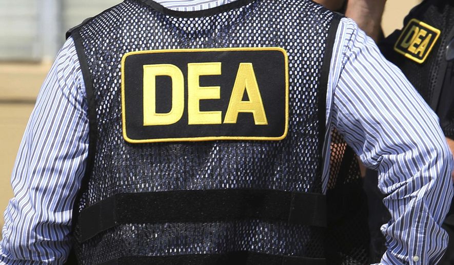 This June 13, 2016, file photo shows Drug Enforcement Administration agents in Florida.  A current U.S. Drug Enforcement Administration agent and a former supervisor in the agency were indicted Friday, May 20, 2022 on federal charges accusing them of leaking confidential law enforcement information to defense lawyers in Florida in exchange for cash and gifts. (Joe Burbank/Orlando Sentinel via AP)