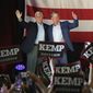Former Vice President Mike Pence, headlines a Get Out the Vote Rally with Gov. Brian Kemp, on the eve of Georgia&#39;s primary at the Cobb County International Airport on Monday, May 23, 2022, in Kennesaw. (Curtis Compton/Atlanta Journal-Constitution via AP)