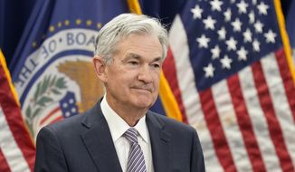Federal Reserve Board Chair Jerome Powell participates in a swearing-in ceremony, Monday, May 23, 2022, in Washington. (AP Photo/Patrick Semansky) ** FILE **