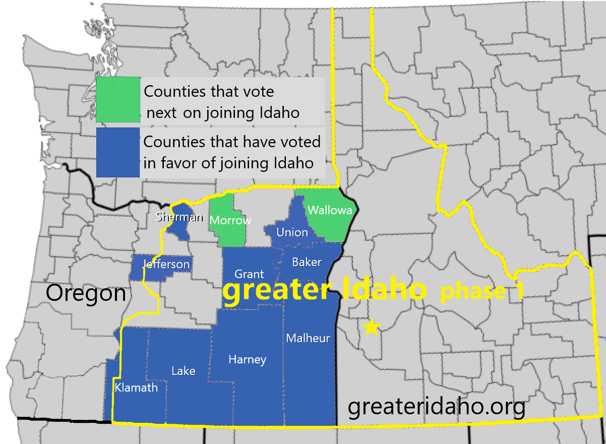 Rencana pemangkasan Idaho yang lebih besar untuk pencaplokan Oregon dengan fokus pada wilayah timur