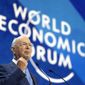 Klaus Schwab, President and founder of the World Economic Forum delivers his opening speech of the forum in Davos, Switzerland, Monday, May 23, 2022. The annual meeting of the World Economic Forum is taking place in Davos from May 22 until May 26, 2020. (AP Photo/Markus Schreiber)
