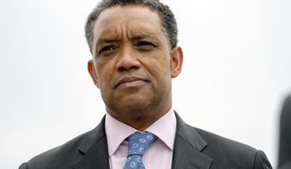FILE - District of Columbia Attorney General Karl Racine attends a news conference near the White House in Washington, Feb. 26, 2018. On Monday, May 23, 2022, the District of Columbia sued Meta chief Mark Zuckerberg, seeking to hold him personally liable for the Cambridge Analytica scandal, a privacy breach of millions of Facebook users’ personal data that became a major corporate and political scandal. Racine filed the civil lawsuit against Zuckerberg in D.C. Superior Court. (AP Photo/Andrew Harnik, File)