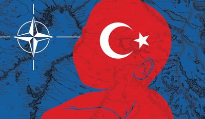 Illustration on Turkey’s behavior in NATO by Linas Garsys/The Washington Times