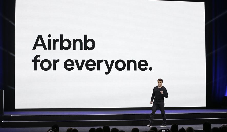 FILE - Airbnb CEO Brian Chesky speaks during an event in San Francisco, Feb. 22, 2018. Airbnb Inc. announced Tuesday, May 24, 2022 it will stop representing short-term rental properties in China and focus its business in the country on serving Chinese tourists looking for lodgings abroad. (AP Photo/Eric Risberg, File)