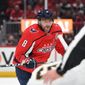 Washington Capitals left wing Alex Ovechkin (8) lined up outside the faceoff circle during the 1st period in a game against the Florida Panthers against the Florida Panthers