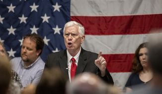 Rep. Mo Brooks speaks to supporters at his watch party for the Republican nomination for U.S. senator of Alabama at the Huntsville Botanical Gardens, Tuesday, May 24, 2022, in Huntsville, Ala. (AP Photo/Vasha Hunt) ** FILE **