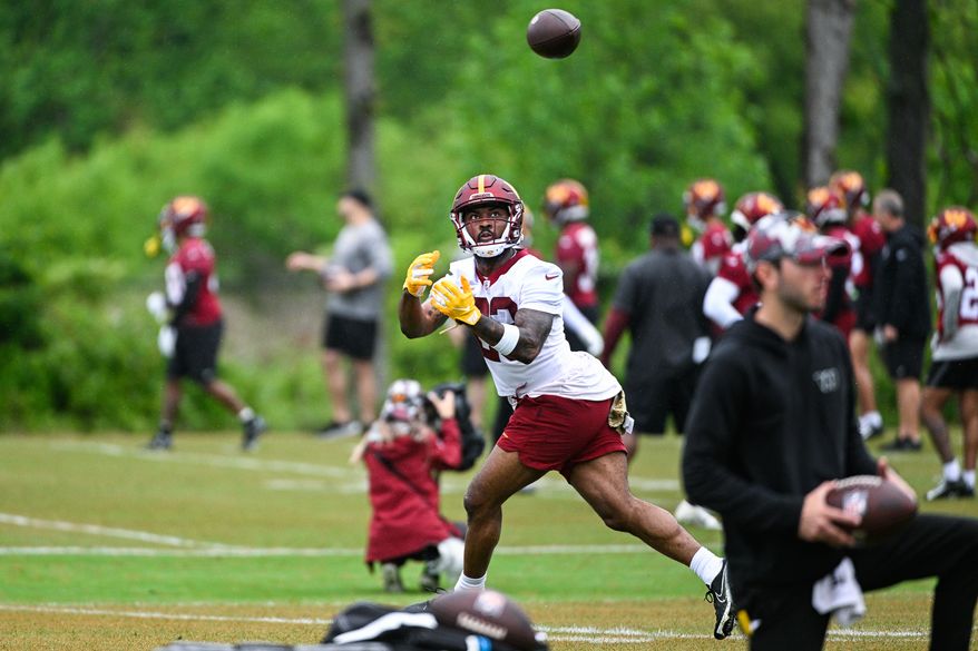 Washington Commanders J.D. McKissic participates in OTAs at the team's Inova Sports and Performance Center, May 24, 2022. (Photo by Brian Murphy, All-Pro Reels)