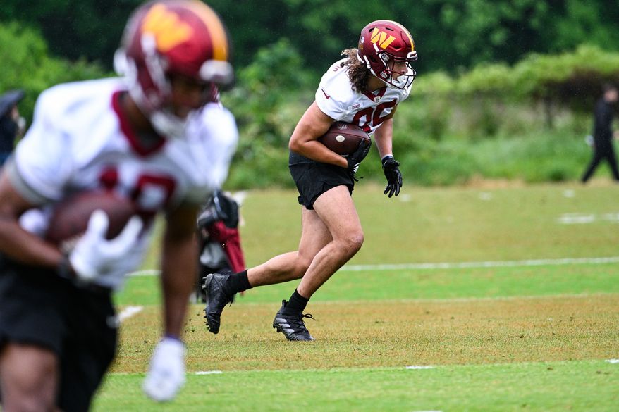 Washington Commanders Cole Turner participates in OTAs at the team's Inova Sports and Performance Center, May 24, 2022. (Photo by Brian Murphy, All-Pro Reels)