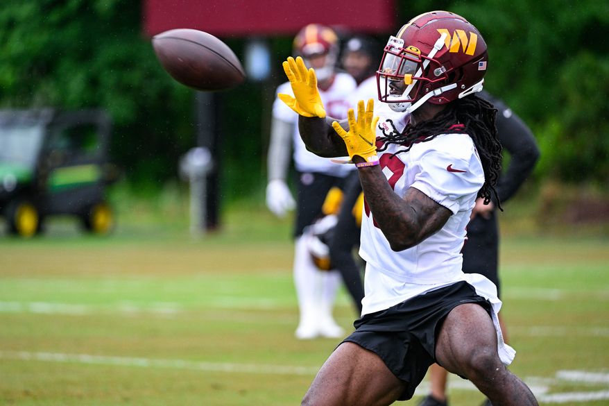 Washington Commanders Marken Michel participates in OTAs at the team's Inova Sports and Performance Center, May 24, 2022. (Photo by Brian Murphy, All-Pro Reels)