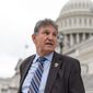 Sen. Joe Manchin, D-W.Va., departs as the Senate breaks for the Memorial Day recess, at the Capitol in Washington, Thursday, May 26, 2022. Democrats’ first attempt at responding to the back-to-back mass shootings in Buffalo and Uvalde, Texas, has failed in the Senate. Republicans on Thursday blocked debate on a domestic terrorism bill that would have opened debate on domestic terrorism, hate crimes and gun policy. (AP Photo/J. Scott Applewhite) **FILE**