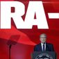 National Rifle Association executive vice president Wayne LaPierre speaks during the Leadership Forum at the NRA-ILA Meeting at the George R. Brown Convention Center Friday, May 27, 2022, in Houston. (AP Photo/Michael Wyke)