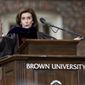 Speaker of the House Nancy Pelosi, D-Calif., delivers a speech after receiving an honorary degree during commencement services on the campus of Brown University, Sunday, May 29, 2022, in Providence, R.I. (AP Photo/Stew Milne)