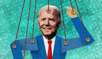 Illustration on Biden and who is really running the presidency by Greg Groesch/The Washington Times