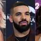Doja Cat appears at the 64th Annual Grammy Awards in Las Vegas on April 3, 2022, from left, Drake appears at the Billboard Music Awards in Las Vegas on May 1, 2019, and Ari Lennox appears at the 2021 Soul Train Awards in New York on Nov. 20, 2021. Doja Cat scored six nominations for the BET Awards. Drake and Lennox are the second-most nominated acts, scoring four nods each. The BET Awards will be held on June 26 in Los Angeles. (AP Photo)