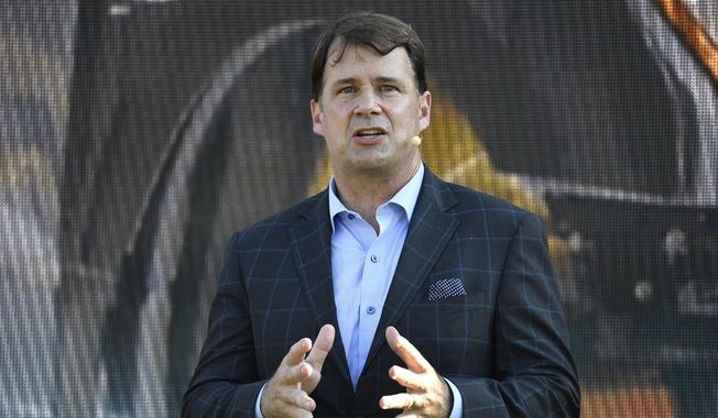 Ford President and CEO Jim Farley speaks in Glendale, Ky., Sept. 28, 2021. (AP Photo/Timothy D. Easley, File)