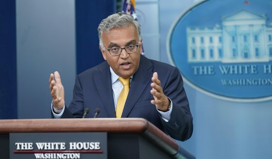 White House COVID-19 Response Coordinator Ashish Jha speaks during the daily briefing at the White House in Washington, Thursday, June 2, 2022. (AP Photo/Susan Walsh)
