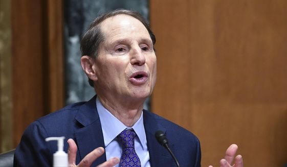 Sen. Ron Wyden, D-Ore., speaks during a Senate Finance Committee hearing on Oct. 19, 2021, on Capitol Hill in Washington. (Mandel Ngan/Pool Photo via AP, File) **FILE**
