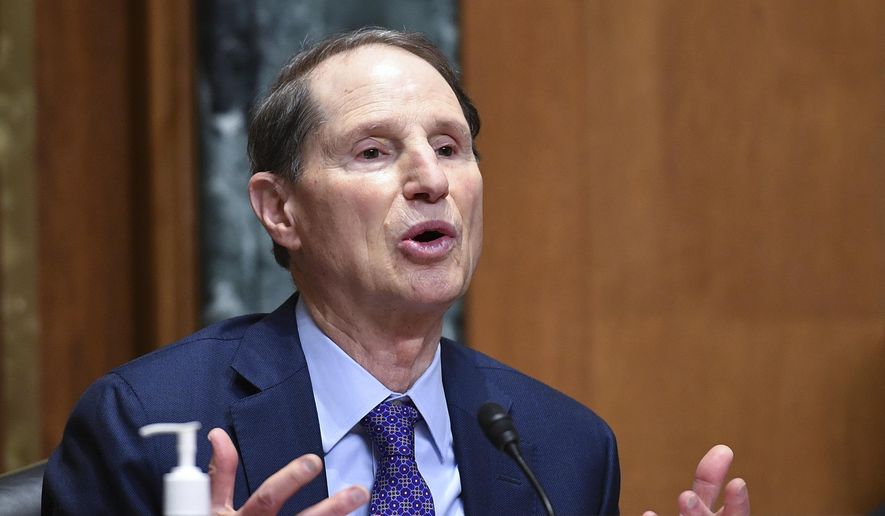 Sen. Ron Wyden, D-Ore., speaks during a Senate Finance Committee hearing on Oct. 19, 2021, on Capitol Hill in Washington. (Mandel Ngan/Pool Photo via AP, File) ** FILE **