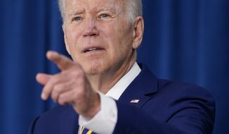 President Joe Biden takes a reporter&#39;s question after speaking about the May jobs report, Friday, June 3, 2022, in Rehoboth Beach, Del. (AP Photo/Patrick Semansky)