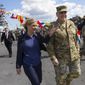 Army Gen. Mark Milley, chairman of the Joint Chiefs of Staff, and Swedish Prime Minister Magdalena Andersson meet in Stockholm, Saturday, June 4, 2022. (Fredrik Persson/TT News Agency via AP)