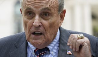 Former New York City mayor Rudy Giuliani speaks during a news conference for his son Andrew Giuliani, a Republican candidate for Governor of New York, Tuesday, June 7, 2022, in New York. (AP Photo/Mary Altaffer)