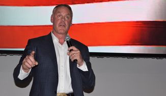 Montana House candidate and former Secretary of Interior Ryan Zinke speaks onstage at an event hosted by Butte-Silver Bow County Republicans at the Copper King Hotel and Convention Center, May 13, 2022, in Butte, Mont.  (AP Photo/Matthew Brown, File)