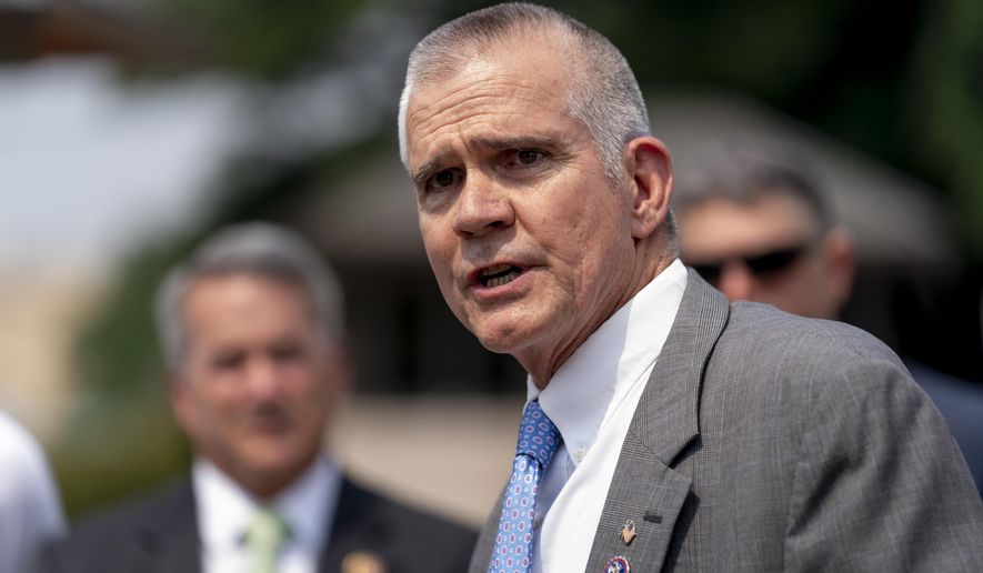U.S. Rep. Matt Rosendale, R-Mont., speaks at a news conference on Capitol Hill in Washington on July 29, 2021. Rosendale, who is Montana&#39;s lone representative in the U.S. House, is seeking election to a U.S. House seat representing eastern Montana in the upcoming June 2022 election. (AP Photo/Andrew Harnik, File)