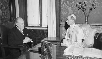 President Truman&#39;s envoy to the Vatican, Myron C. Taylor, left, has an audience with Pope Pius XII at Castelgandolfo near Rome, on Aug. 26, 1947. The Vatican has long defended its World War II-era pope, Pius XII, against criticism that he remained silent as the Holocaust unfolded, insisting that he worked quietly behind the scenes to save lives. Pulitzer Prize-winning author David Kertzer’s “The Pope at War,” which comes out Tuesday, June 7, 2022 in the United States, citing recently opened Vatican archives, suggests the lives the Vatican worked hardest to save were Jews who had converted to Catholicism or were children of Catholic-Jewish “mixed marriages.” (AP Photo/Luigi Felici, File)