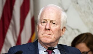 In this file photo, Sen. John Cornyn, R-Texas, attends a Senate Judiciary Committee hearing on domestic terrorism, Tuesday, June 7, 2022, on Capitol Hill in Washington. (AP Photo/Jacquelyn Martin) ** FILE **