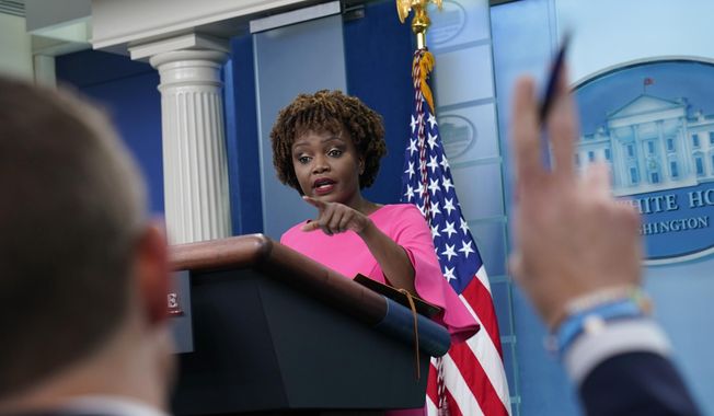 White House press secretary Karine Jean-Pierre speaks during the daily briefing at the White House in Washington, on May 26, 2022. (AP Photo/Susan Walsh, File)