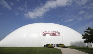 A Washington Commanders training field is seen during an NFL football practice at Inova Sports Performance Center in Ashburn, Va., Wednesday, June 8, 2022. (AP Photo/Luis M. Alvarez)