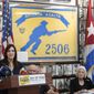 Florida Lt. Gov. Jeanette Nunez, left, speaks at a news conference along with Cuban exiles, of their concern of the sale of two local Spanish language radio stations, Wednesday, June 8, 2022, at the Bay of Pigs Museum and Brigade 2506 headquarters in Miami&#x27;s Little Havana neighborhood. Cuban exiles describe it as a clear attempt by Democrats to stifle conservative and anti-Communist voices in a Hispanic community where they&#x27;ve lost ground. (AP Photo/Wilfredo Lee)