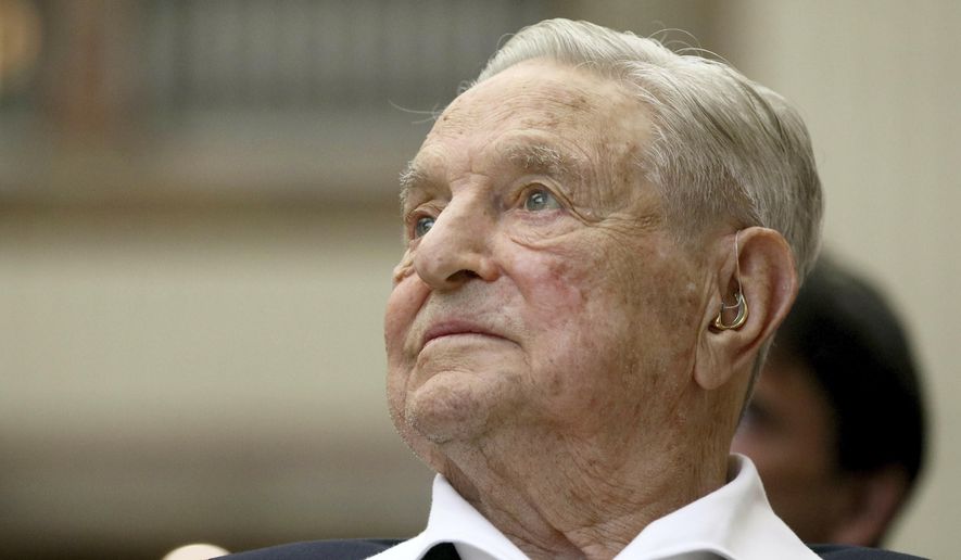 George Soros, founder and chairman of the Open Society Foundations, attends the Joseph A. Schumpeter award ceremony in Vienna on June 21, 2019. (AP Photo/Ronald Zak) ** FILE **