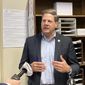 New Hampshire Gov. Chris Sununu speaks to the media after filing for reelection, Friday, June 10, 2022, at the Secretary of State&#39;s office in Concord, N.H. (AP Photo/Kathy McCormack) ** FILE **