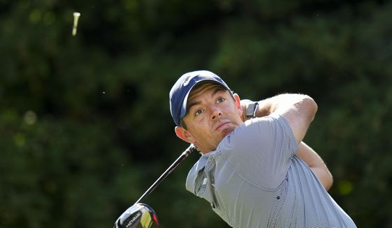 Rory McIlroy, of Northern Ireland, hits his tee shot on the 17th hole during round three of the Canadian Open golf tournament at St. George&#39;s Golf and Country Club in Toronto, Saturday, June 11, 2022. (Nathan Denette/The Canadian Press via AP) **FILE**
