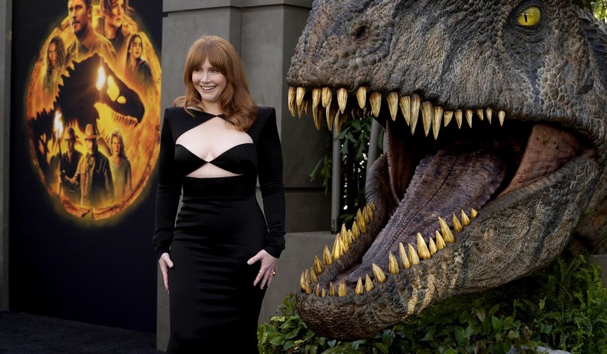Bryce Dallas Howard arrives at the premiere of "Jurassic World Dominion" on Monday. June 6, 2022, at the TCL Chinese Theatre in Los Angeles. (AP Photo/Chris Pizzello)