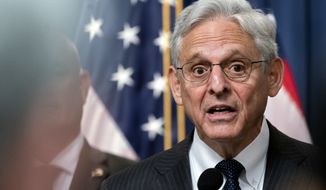 Attorney General Merrick Garland attends a news conference at the Department of Justice, Monday, June 13, 2022 in Washington. (AP Photo/Jacquelyn Martin)