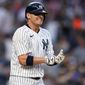 New York Yankees&#39; Josh Donaldson reacts after flying out to end the third inning of the team&#39;s baseball game against the Chicago Cubs on Friday, June 10, 2022, in New York. (AP Photo/Frank Franklin II) **FILE**
