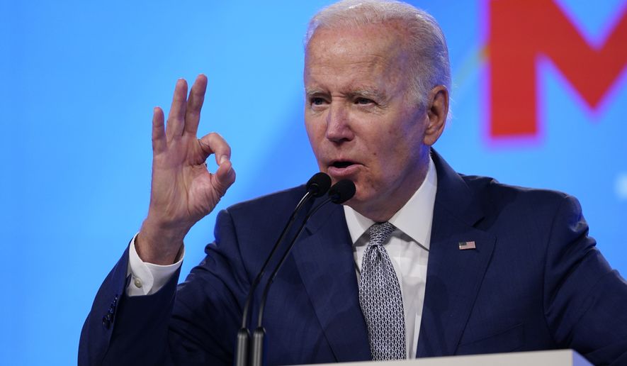 President Joe Biden speak at the AFL-CIO convention in Philadelphia, Tuesday, June 14, 2022. (AP Photo/Susan Walsh)