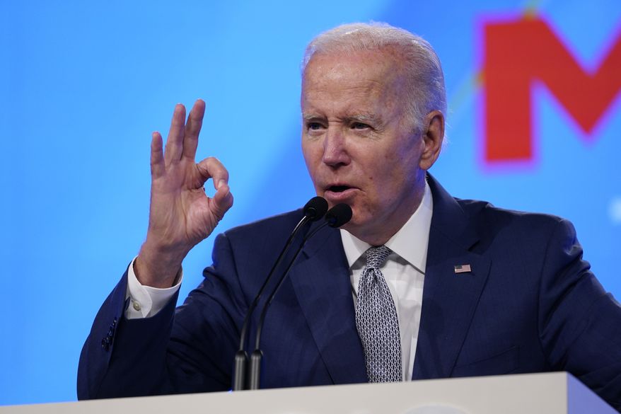 President Joe Biden speak at the AFL-CIO convention in Philadelphia, Tuesday, June 14, 2022. (AP Photo/Susan Walsh)